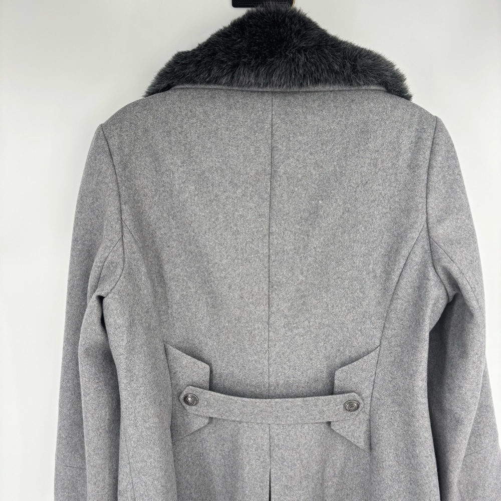 French Connection Faux Fur Collared Double-Breasted‎ Wool Blend Pea Coat Size XL - Picture 10 of 14